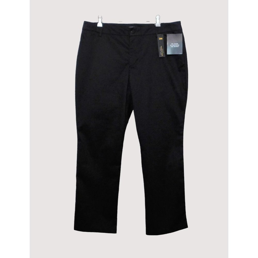 Lee Pants 18 Medium Black Relaxed Fit Straight Leg Mid Rise Cotton New